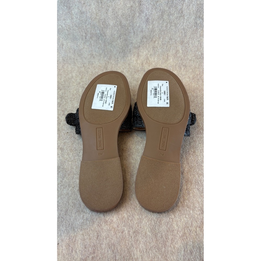 Nine West Womens Black Woven Buckle Slide Sandals Cork Footbed 8M NWT - Picture 5 of 5